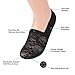 Flammi Women's Lace No Show Liner Socks Non Slip Cotton Bottom 6 Pairs (Black)