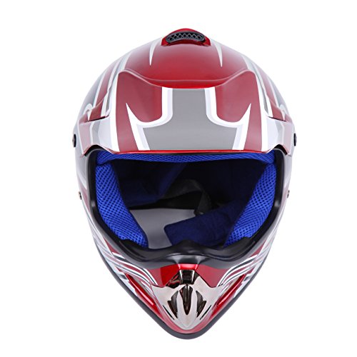 Sange DOT Youth Kids Offroad Helmet Motocross Helmet Dirt Bike ATV Motorcycle Helmet Gloves Goggles (Red, Medium) - Thumbnail 5