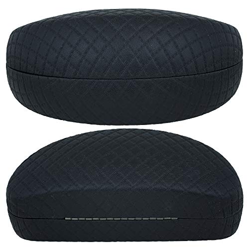 Sunglass Case Hard Shell | Large Eye Glasses Case For Men And Women | Protective Holder for Eyewear | Fits Most Eyeglasses | Quilted Black
