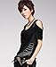 TOKYO-T Punk Tshirts for Women Steampunk Shirt Loose Ripped Cut Out Tank Top Black