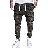 Mufuny M-4XL Mens Jogger Athletic Jogger Pants Running Pants Casual Camo Hip-Hop Sweatpants (Color : Army Green, Size : XXXXL)