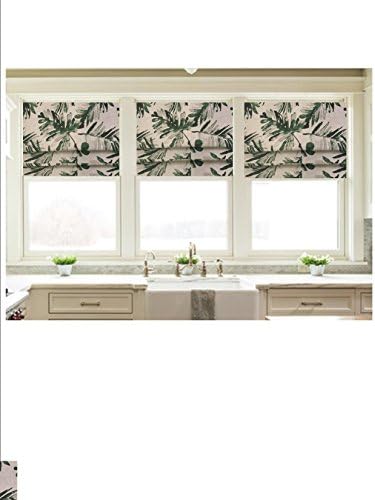Custom Made Faux Roman Shade Valance in Botanical Palm Leaf Print, Fully Lined, Ready to Hang