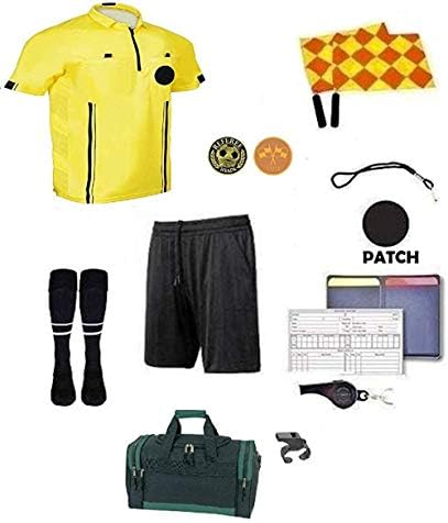 Referee Soccer Package Short Flag Whistles Duffel Bag Yellow Jersey