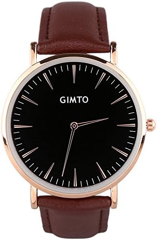 SIYL Men's Classic Simple Watch|Elegant Black Dial|Soft Brown Leather Strap|30M Waterproof|Gift Box