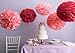 HEARTFEEL 5pcs Tissue Paper Pom-poms Flower Ball Wedding Party Outdoor Decoration Tissue Balls/Baby Shower/Birthday Party/Paper Ball Decor (12 inch, Burgundy)