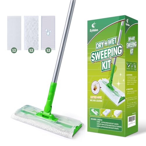 Eyliden Sweeper Mop with 36 Refills - 3 Types of Disposable Dry