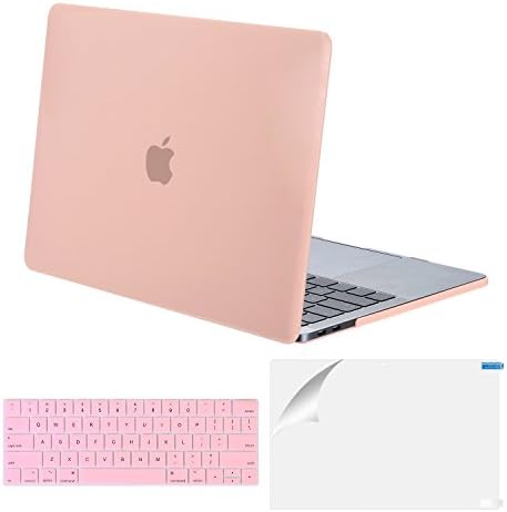 MacBook Pro 13 Case 2017 & 2016 Release A1706/A1708, Okitry Plastic Hard Case Shell Cover with Keyboard Cover &Screen Protector for MacBook Pro 13 Inch with/without Touch Bar & Touch ID, Rose Quartz