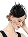 Cizoe Fascinator Hair Clip Pillbox Hat Bowler Feather Flower Veil Wedding Party Hat Tea Hat(1-a-Black1) primary