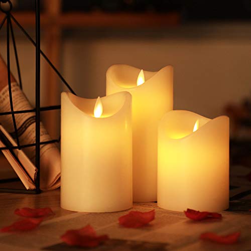 Da by Flameless Candle 4" 5" 6" The Latest Set of 3 Dance LED Flashing Wicks for Parties, Family, Public Elegance, Battery Powered, 10-Button Remote Control, Ivory - Thumbnail 2
