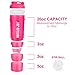 BOTTLED JOY Protein Shaker Bottle with 3-Layer Twist and Lock Storage, 100% BPA-Free Leak Proof SportMixer Fitness Sports Nutrition Supplements Non-slip Mix Shake Bottle 20oz 600ml (Pink)
