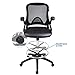 ELECWISH Tall Drafting Chair - Adjustable Height with Flip Arms, Breathable Mesh Seat and Foldable 5 Star Base Black, Office Desk Chair, Black