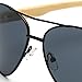 VeBrellen Men's Sunglasses Bamboo Wood Arms Classic Mirrored Sunglasses For Men & Women (Black Frame With Gray Lens, 60)