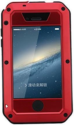 iPhone 4s Case,iPhone 4 Metal Case (Military Heavy Duty) Hybrid Shockproof [Super Drop Protection]Rugged Case [Free Screen Protector ] Tough Armor Bumper Cover for iPhone 4 ,iPhone 4s Red