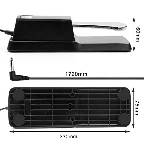 CHOP MALL Universal Sustain Pedal for Piano Yamaha Casio Roland Korg Behringer Moog MIDI Electronic Keyboard Controller - Silver Pedal