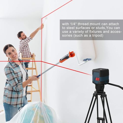Cross Line Laser, RockSeed Cross Line Laser with Measuring Range 15 m, Switchable Self Levelling Vertical and Horizontal Line, 360 Degree Rotation with Flexible Magnetic Base, Battery Included, IP 54.