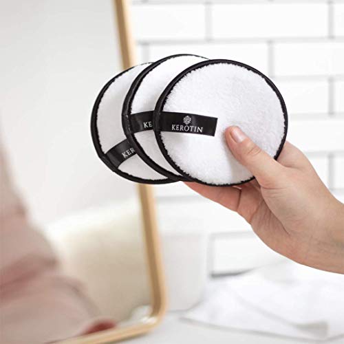Kerotin Microfiber Make Up Remover Pads + Mesh Bag for Machine Washing - Reusable Microfiber face scrubber, Makeup Cleansing Pads - Chemical free, Machine Washable, Promotes Healthy Skin, Fast Drying