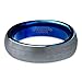 Charming Jewelers  Blue Round Domed Brushed Tungsten Wedding Band Ring, 4mm