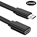 Sumind 4 Pack 10 ft/ 3 m Micro USB Extension Cable Male to Female Extender Cord Compatible with Zmodo Wireless Security Camera Flat Power Cable, Cable Clips Included (Black)