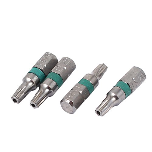 Click Here to See More Images uxcell 25mm x 6.3mm TS20 Magnetic Torx Security Screwdriver Bit 4 Pcs