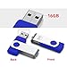 MOSDART USB2.0 16GB Flash Drive, Swivel Design with LED Indicator, Keychain Loop, FAT32 Memory Stick for Data Storage, Blue(Pack of 10)