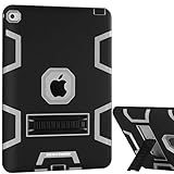 iPad Mini 4 Case, iPad Mini 4 Retina Case BENTOBEN Kickstand Full-body 3 IN 1[Silicone&PC] Hybrid Protective Heavy Duty Rugged Shockproof Drop Resistance Anti-slip Cover for iPad Mini 4,Black+Grey