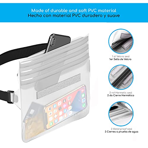 Canotagio Bolsa/Cangurera Impermeable. Set de 2 Cangureras Sumergibles a Prueba de Agua. Tamaño Extra Grande. para Deportes Acuaticos, Playa, Alberca y más. Waterproof Pouch
