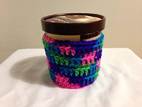 Ice Cream Pint Cozy (SET of 2) spoon included pink green purple blue free shipping handmade crochet