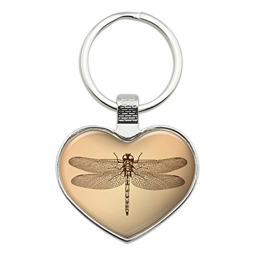 Dragonfly Vintage Insect Heart Love Metal Keychain Key Chain Ring