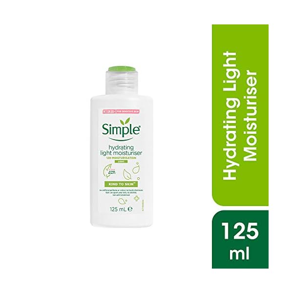 Simple-Kind-To-Skin-Hydrating-Light-Moisturiser-125-ml Simple Kind to Skin Hydrating Light UK’s #1 Facial Skin Care brand* Moisturiser for 12-hour Moisturisation,125 ml (Pack…