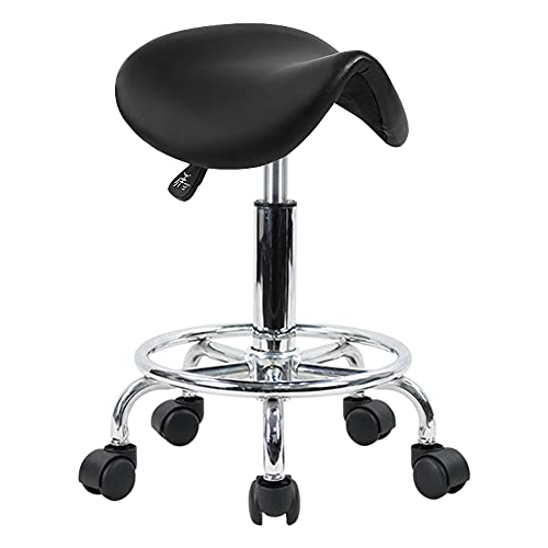 KKTONER Saddle Stool with Foot Rest PU Leather