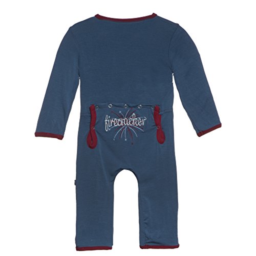 KicKee Pants Little Boys Applique Coverall- Firecracker, Newborn