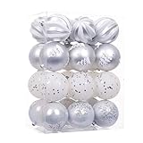 iPEGTOP Shatterproof Snowy Christmas Ball Ornaments - 24ct 60mm/2.4
