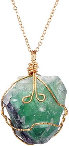 Necklace for Women, Shybuy Fashion Nature Stone Crystal Chakra Rock Necklace Quartz Pendant Necklace (Green)
