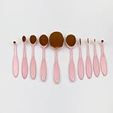 BeautyKate 10 Pcs Pink Toothbrush Oval Makeup Brushes Set