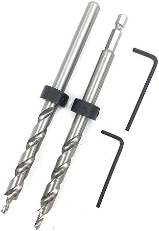 MIKIKI 2 Pack 3/8"(9.5mm) HSS Twist Step Drill Bit with Depth Stop Collar for Kreg Pocket Hole Jig Master System