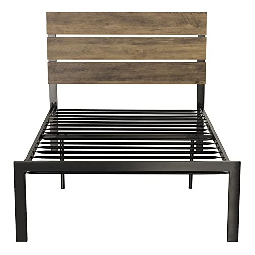 Allewie Twin Size Platform Bed Frame with Wooden headboard and Metal