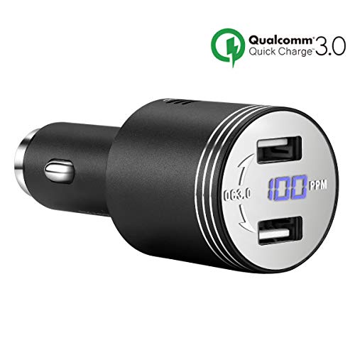 Sololife Car Carbon Monoxide Detector, Dual USB Car Adapter LED Display, Fast Car Charger, Quick Charge 3.0 Adapter, Car CO Alarm Detector - Black - Thumbnail 7
