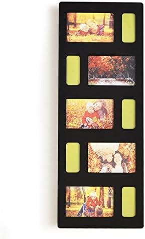 Adeco Decorative Black Wood Hanging Picture Photo Frame with 5 Openings