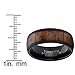 Metal Masters Co. Men's Women's Black Tungsten Carbide Wedding Band Engagement Ring, Real Wood Inlay, Comfort Fit 8mm