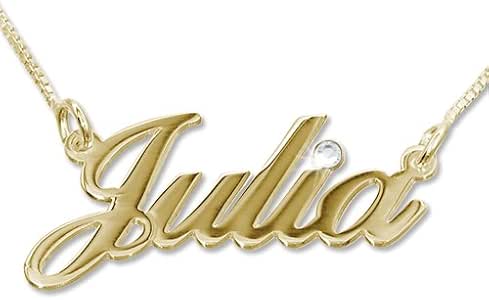 Amazon.com: 14k Gold and Diamond Name Necklace - Custom Made with Any Name! (16 Inches): Jewelry