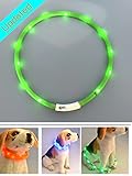 LED Pet Dog Collar,Pashion USB Rechargeable LED Light-Up Safety Neck Loop One Size Fits All Waterproof Night Safety Pet Dog Collar (Green)