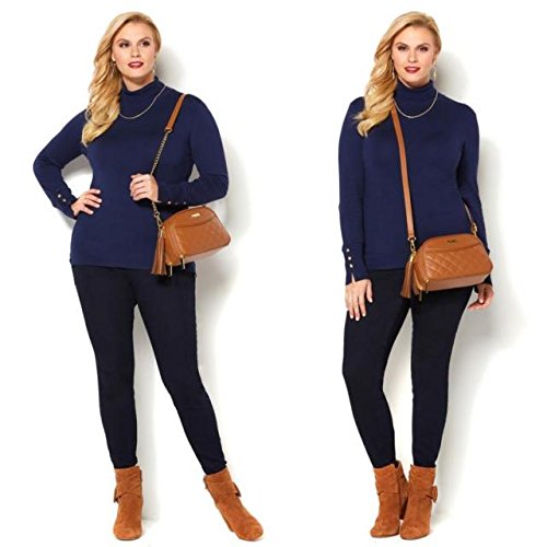 Joy & Imam Diamond Quilted Genuine Leather Crossbody Purse with RFID, Navy