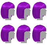 Sterling James Co. 6 Pack Purple Party Wigs - Bachelorette Party Favors, Supplies, Costumes and Decorations