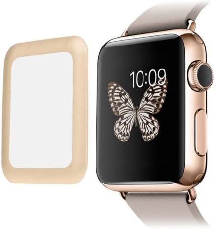 Deal-IT Premium 0.2MM Real Tempered Full Cover Glass Screen Film Protector Ultra HD Shield For Apple Watch 38mm Gold