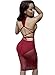 Speedle Women Sexy Backless Bodycon Bandage Dress Party Club Midi Dresses Red S