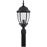 Designers Fountain 1-Light Tiverton Outdoor Post Lantern, 21.5 Inch Exterior Lighting Fixture, Black, 2436-BK