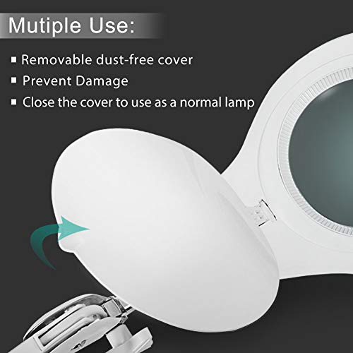 5X Magnifying Lamp LED 850lm Desk Clamp Lamp Magnifier Glass Lighted BBOUNDER Adjustable Arms Craft Lamp White Clamp for Craft Table Workbench - Thumbnail 2