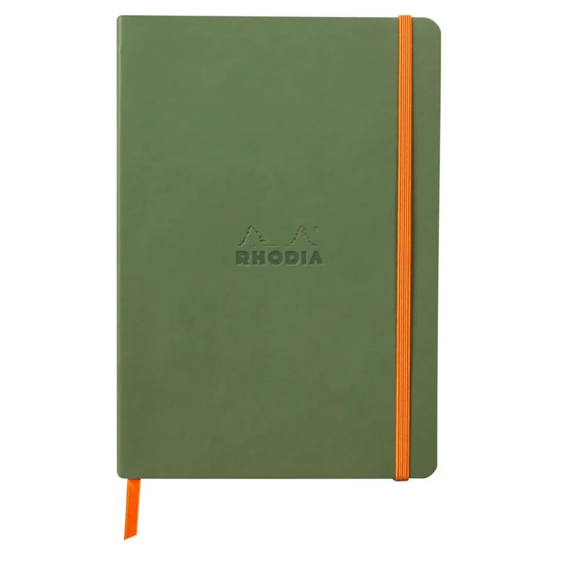 RHODIA 117440C - Sage Soft Notebook - A5 - Dotted Dot - 160 pages - Ivory Clairefontaine Paper 90 g/m - Bookmark, Elastic Closure - Faux Leather Cover - Rhodiarama Collection
