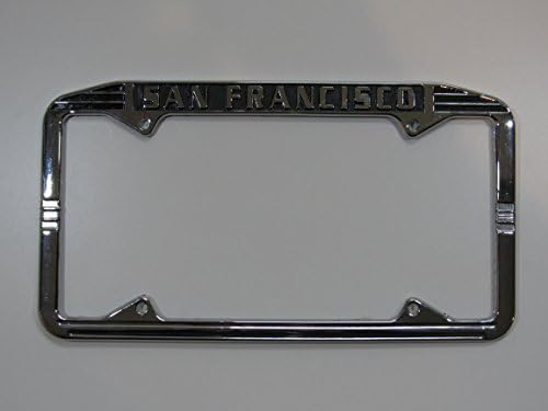 Art Deco San Francisco SF License Plate Frame Metal Chrome
