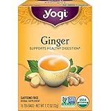 Yogi Tea - Ginger Tea (6 Pack) - Supports Healthy Digestion - Soothing and Spicy Blend - Caffeine Free - 96 Organic Herbal Te
